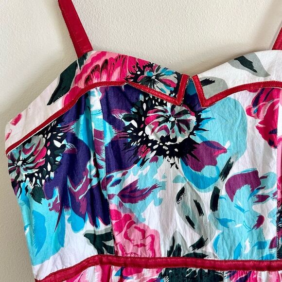 Vintage cotton floral pinup dress M - Picture 4 of 5